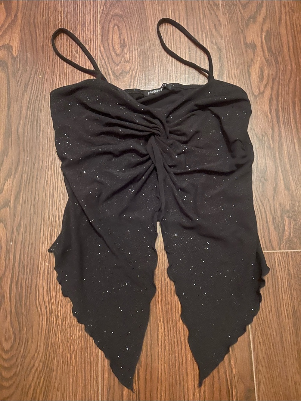 Papermoon Black Sparkle Handkerchief Hem Camisole